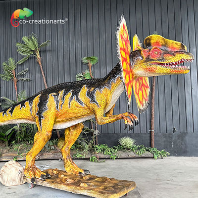 การจําลอง ไดโนเสาร์ สเปรย์น้ํา Animatronic Dilophosaurus สําหรับ Jurassic Them การตกแต่งสวน