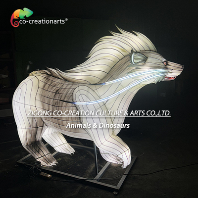 ประติมากรรมโคมไฟแบดเจอร์สีขาวล้ำยุค พร้อมครีบ LED Mohawk และหางมังกร