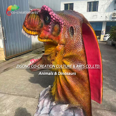 ซื้อ หัวทีเร็กซ์ไฟเบอร์กลาสสำหรับถ่ายภาพ สำหรับตกแต่งธีมสวนสนุกมินิกอล์ฟไดโนเสาร์ การผลิตออนไลน์